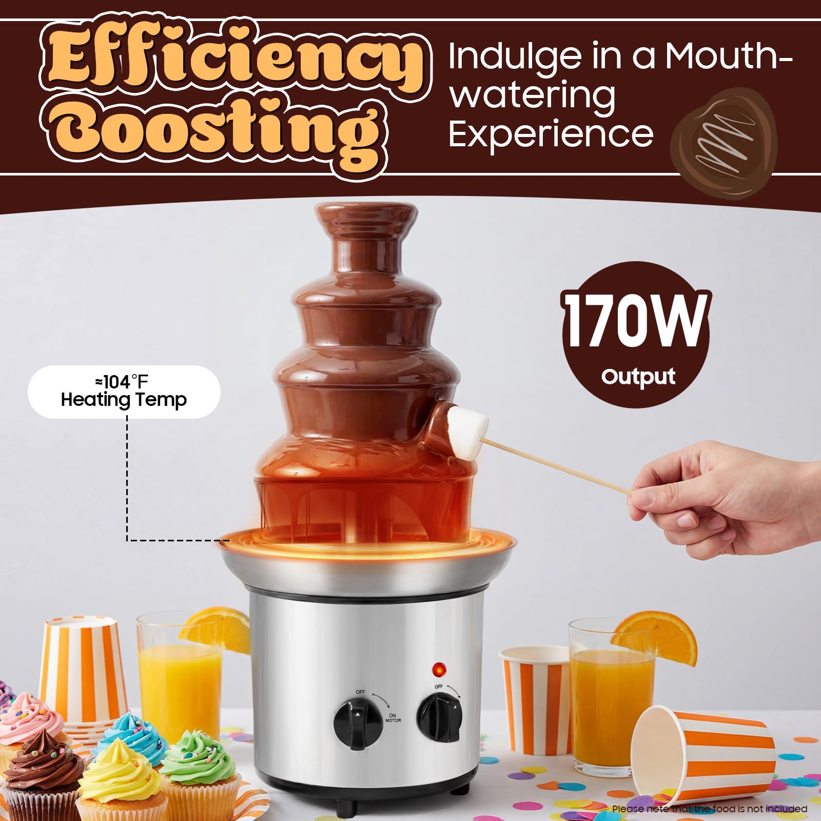 Fontaine À Chocolat Électrique 4 Étages 1,8L Professionnelle Cascade Chocolat 40°C Température Constante Acier Inoxydable, Machine Fontaine Chocolat Pour Fromage Fondue Fête Mariage