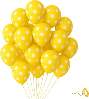 20 Pcs Polka Dots Balloons for Happy Birthday Decoration Items Yellow Baby Boys Girls Kids Men Women Husband Wife Adults Living Room Home Latex Polka Dot Balloons for Birthday Decoration Kit Set
