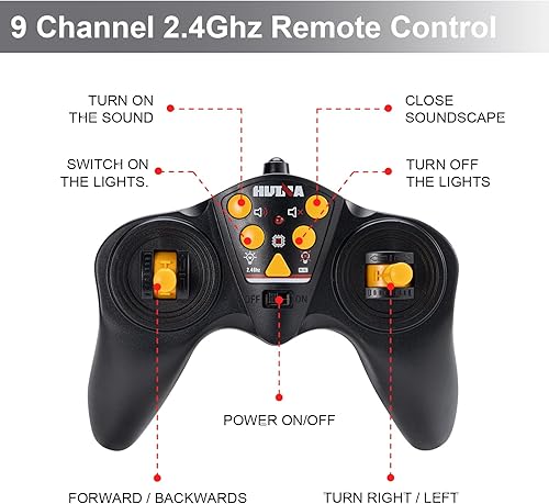 Miniatura 5 de YAZHIYI Camión semicamión con control remoto, 9 canales RC semi camión con remolque, vehículo de construcción de juguete con sonido y luz, ideas de