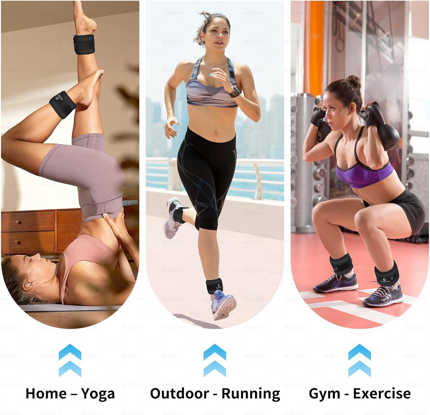 Lightweight Training Set – 2 lbs Ankle Weights (Pair) + 2 lbs Wrist Weights with Thumb Hole (Pair)