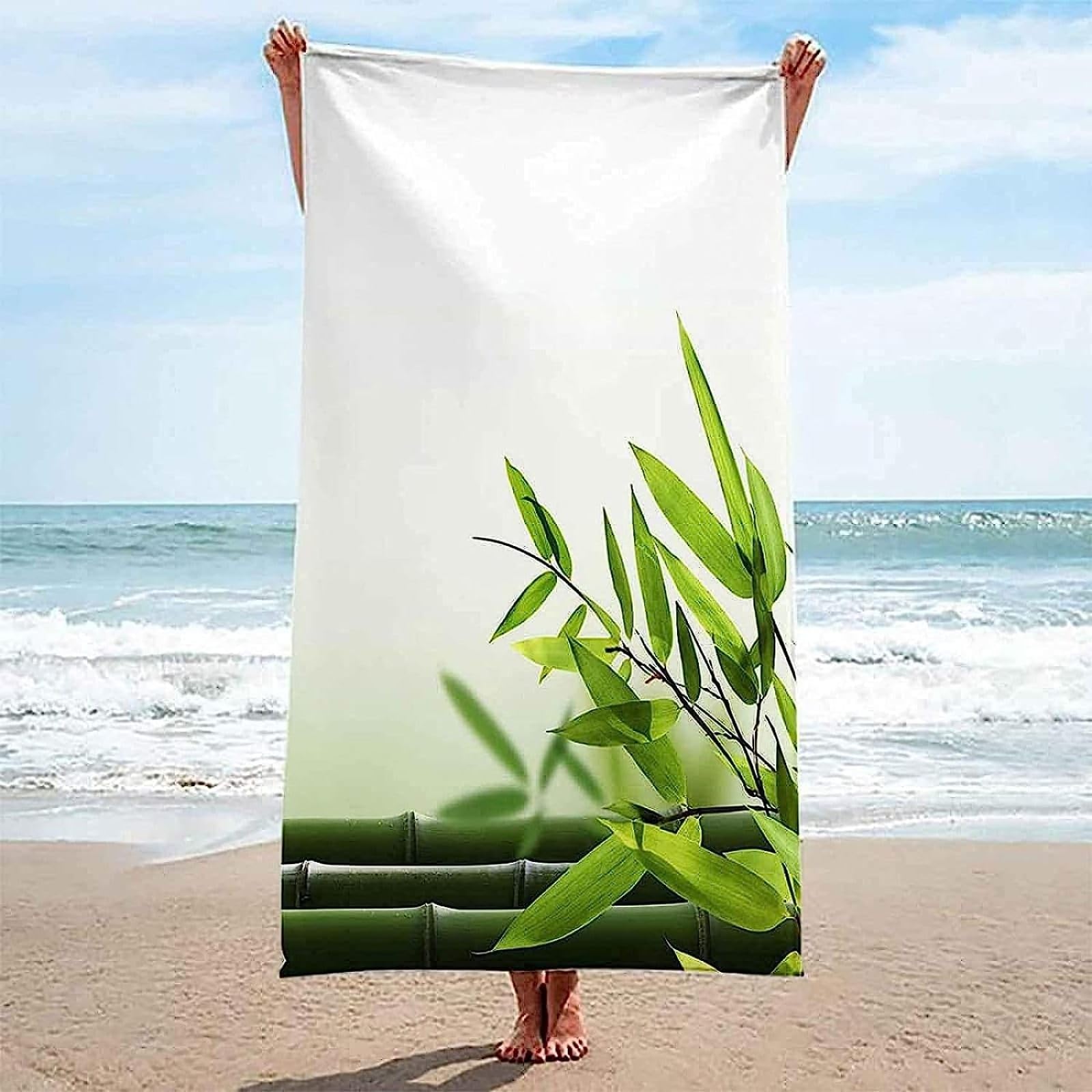 Bambus Strandtuch Groß 150x200 cm, Weich Schnell Trocknen Microfaser Handtücher, 3D Strandhandtuch Bambus Strandtücher Badetuch Strandlaken Handtuch Herren Frauen Badetücher