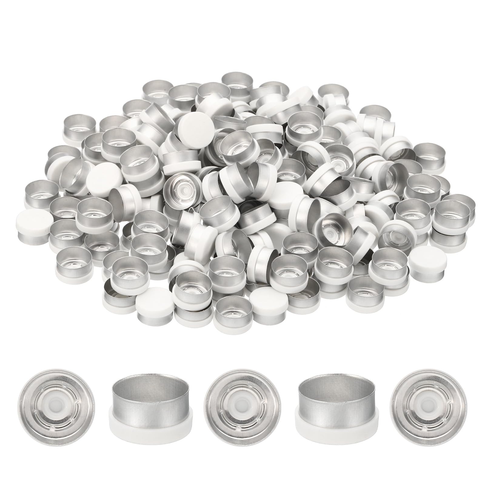 PATIKIL 13mm Flip Off Caps, 200 Pcs Flip Off Caps Flip Off Seals Flip Off Vial Seals Plastic Aluminum Caps Cover for Glass Vial, Red — Amazon image 9