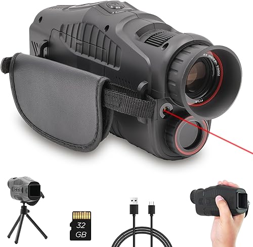 Monocular recargable de visión nocturna para 100% oscuridad, Full HD1080P 5X zoom digital infrarrojo gafas de visión nocturna binoculares para caza,