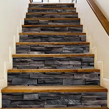 PLIGREAT 15 Strips Vintage Brick Stair Decals, Peel and Stick Stair Riser Stickers Shabby Brick Style Murals Decor for Steps 7.1"x39" Self-Adhesive Vinyl Stair Riser Decals for Home Hotel Decor