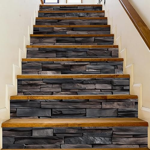 PLIGREAT 15 Strips Vintage Brick Stair Decals, Peel and Stick