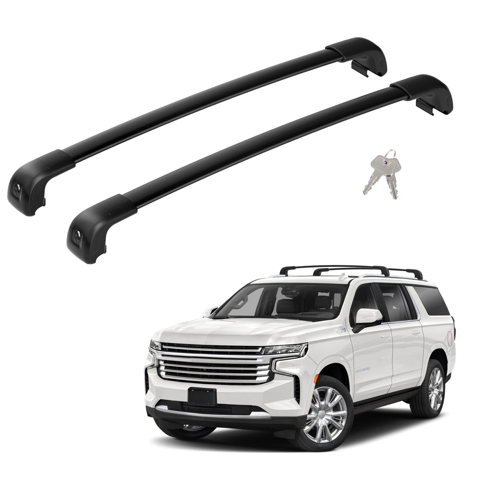 220LBS Roof Rack Cross Bars Fit for 2021 2022 2023 2024 2025 2026 Chevy Tahoe Suburban Yukon Escalade, Aluminum Crossbars Cargo Racks Rooftop Luggage