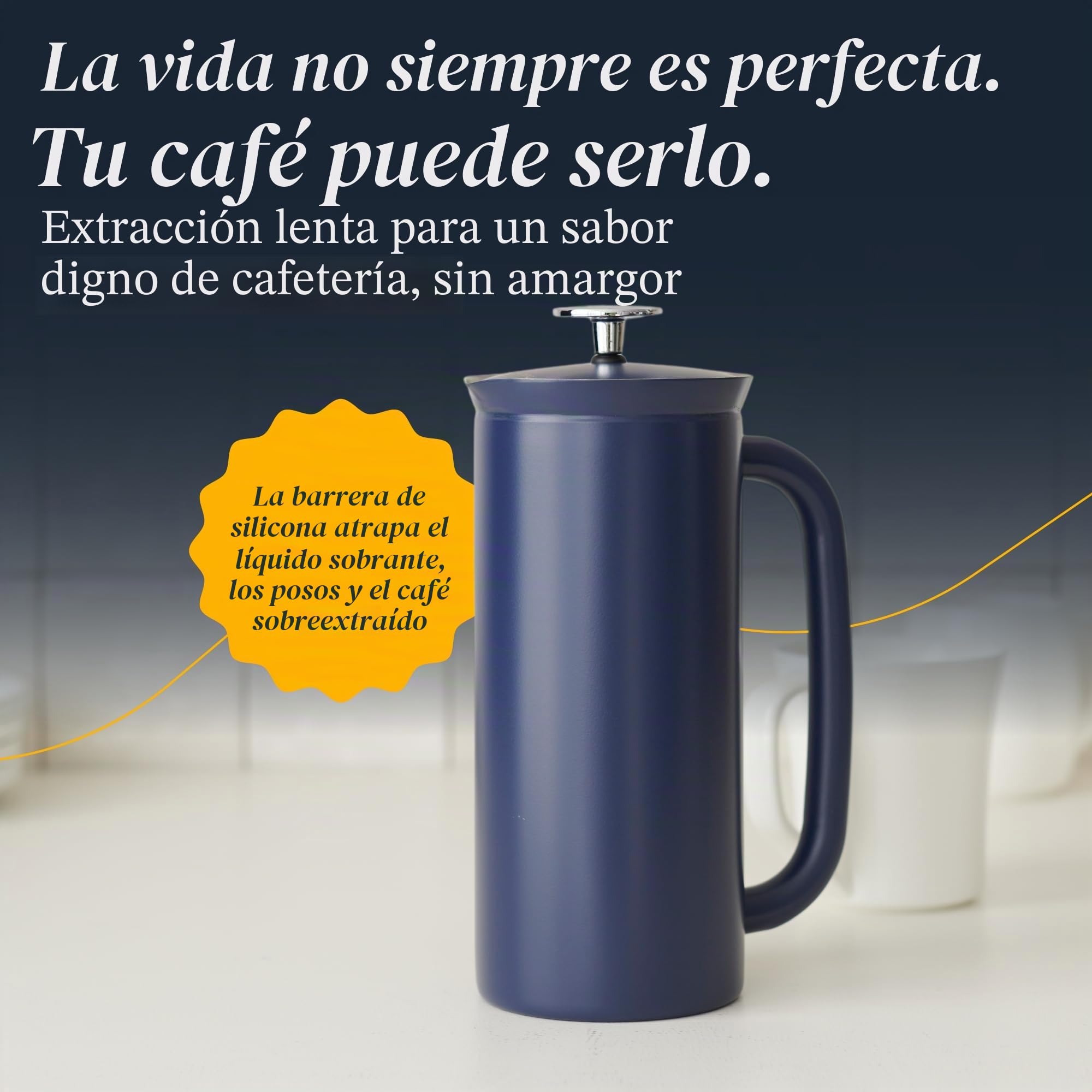 ESPRO P7 Cafetera de Embolo Acero Inoxidable, 530 ml, Azul | Acero inoxidable azul, aislamiento al vacio, doble microfiltro patentado, cafe sin posos