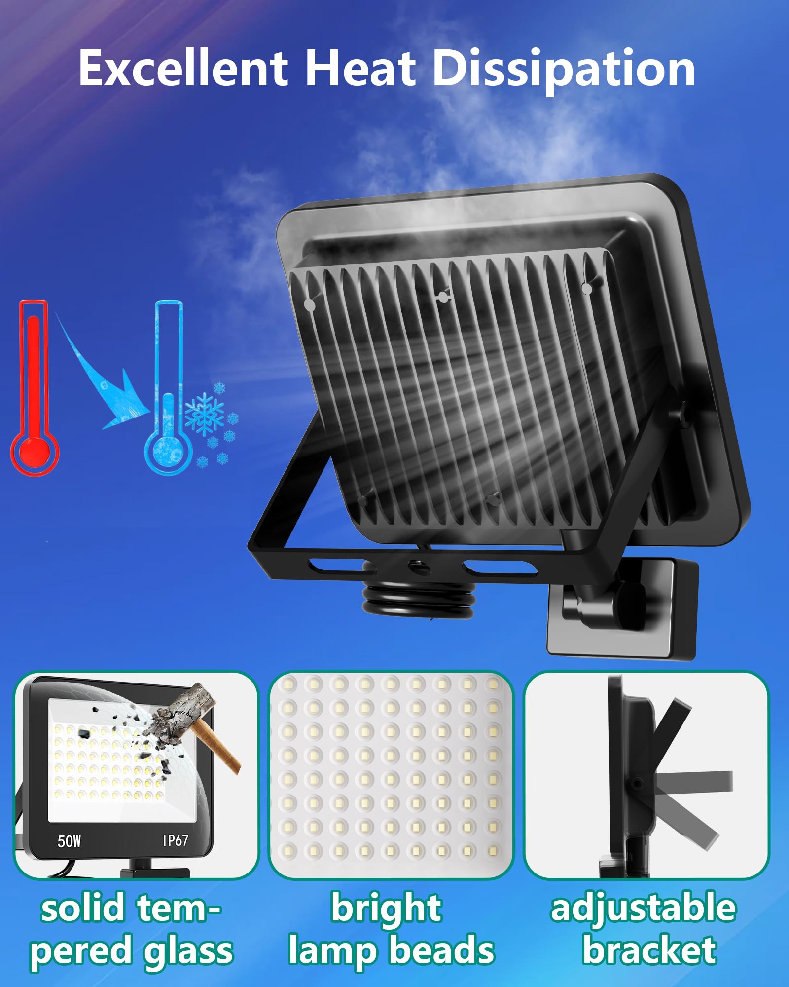 Proiettore LED Con Rilevatore Di Movimento 30W 50W 100W 200W - Foto 4