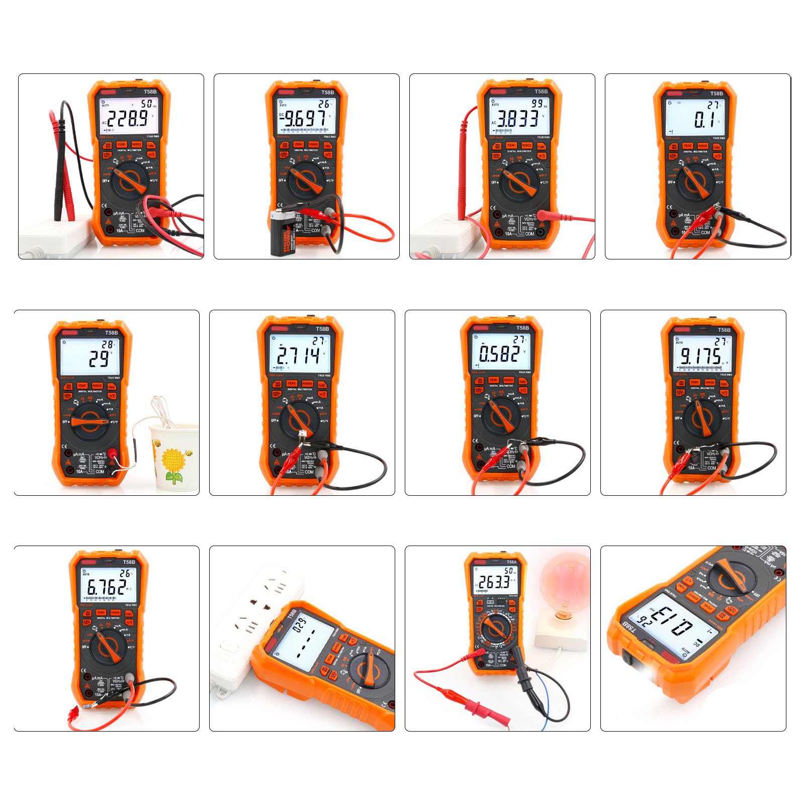 Multimetro Digitale 9999 Counti, T58B Smart CC Ac Tensione Tensione Tester Display Display LED