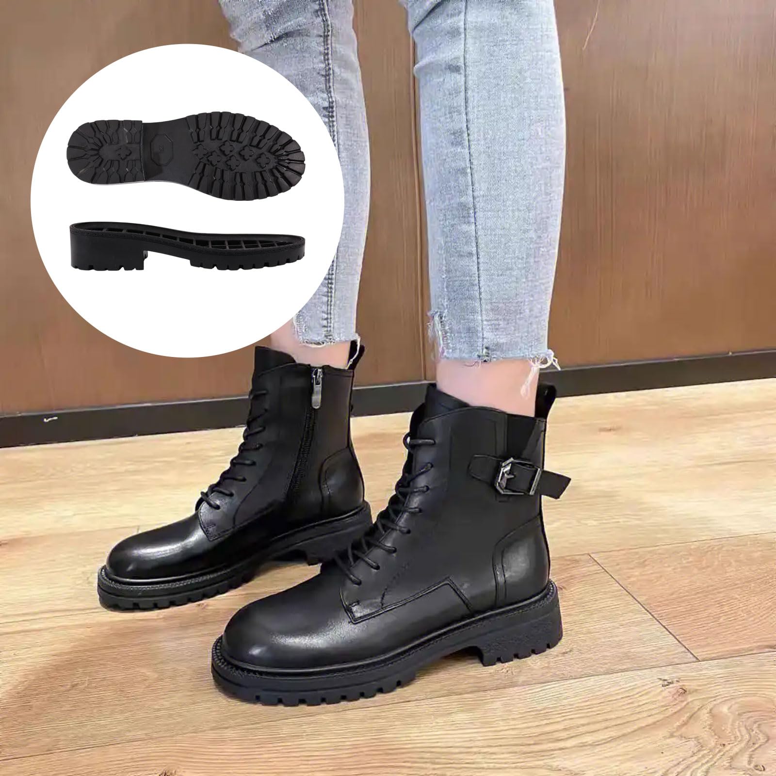 CHGCRAFT Suela de goma de repuesto para zapatos, 1 par, antideslizante, protector de reparación de zapatos para parte inferior, color negro, 42 EU