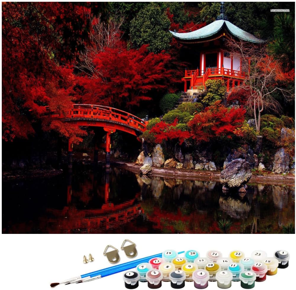 NNALEGS Pintura Por Numeros Adultos Paisaje Japones 40X50Cm Cuadros Para Pintar Por Numeros Niños Jardín Kit De Pintura Por Numeros Con Lienzo,C14