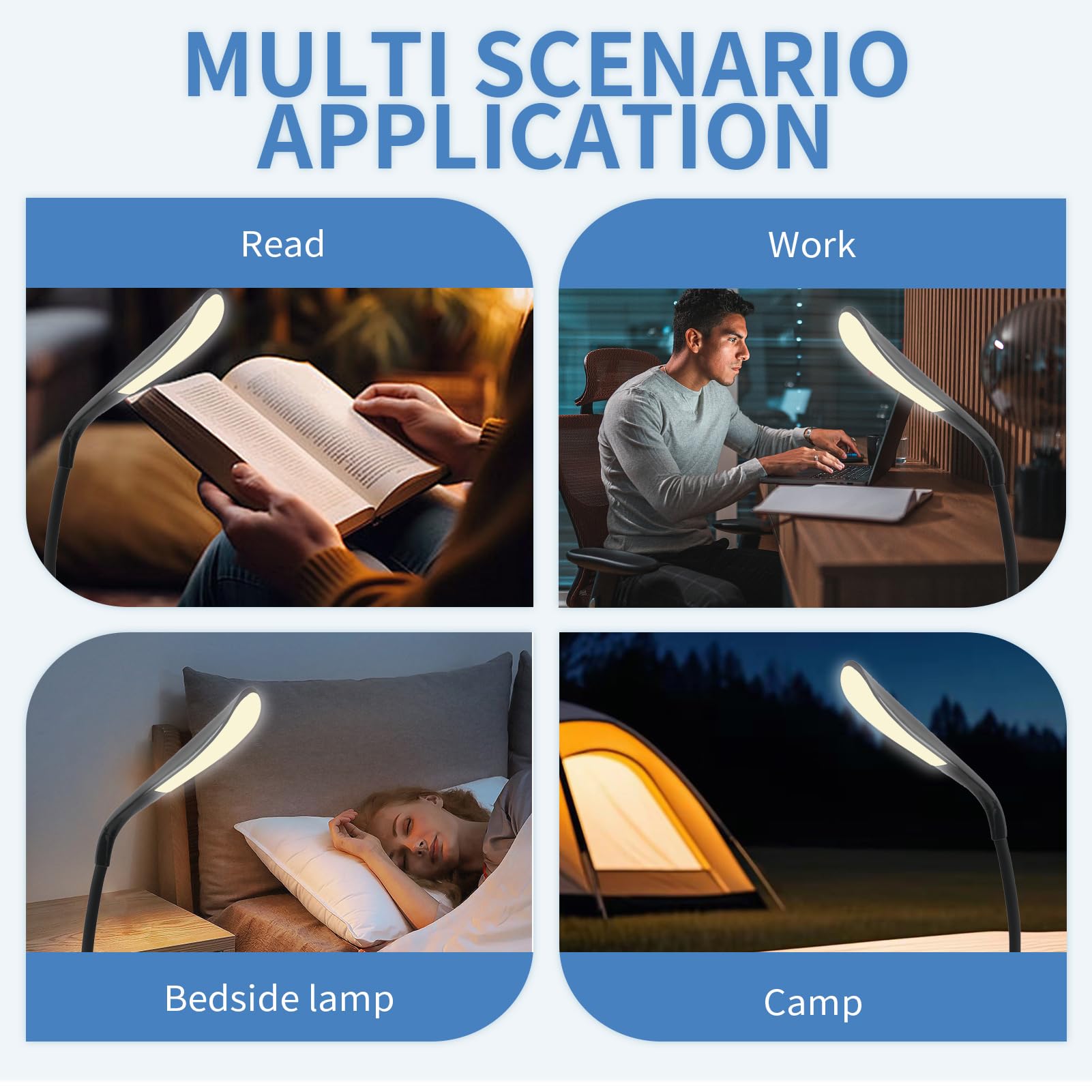 EBYPHAN Lampe LED USB Tactile à Intensité Variable, Lumière USB Pour Ordinateur Portable, Lumière De Clavier Flexible Pour Ordinateur, 3 Niveaux De Luminosité Réglable Lampe USB / 1 Pièce + 3 Mini