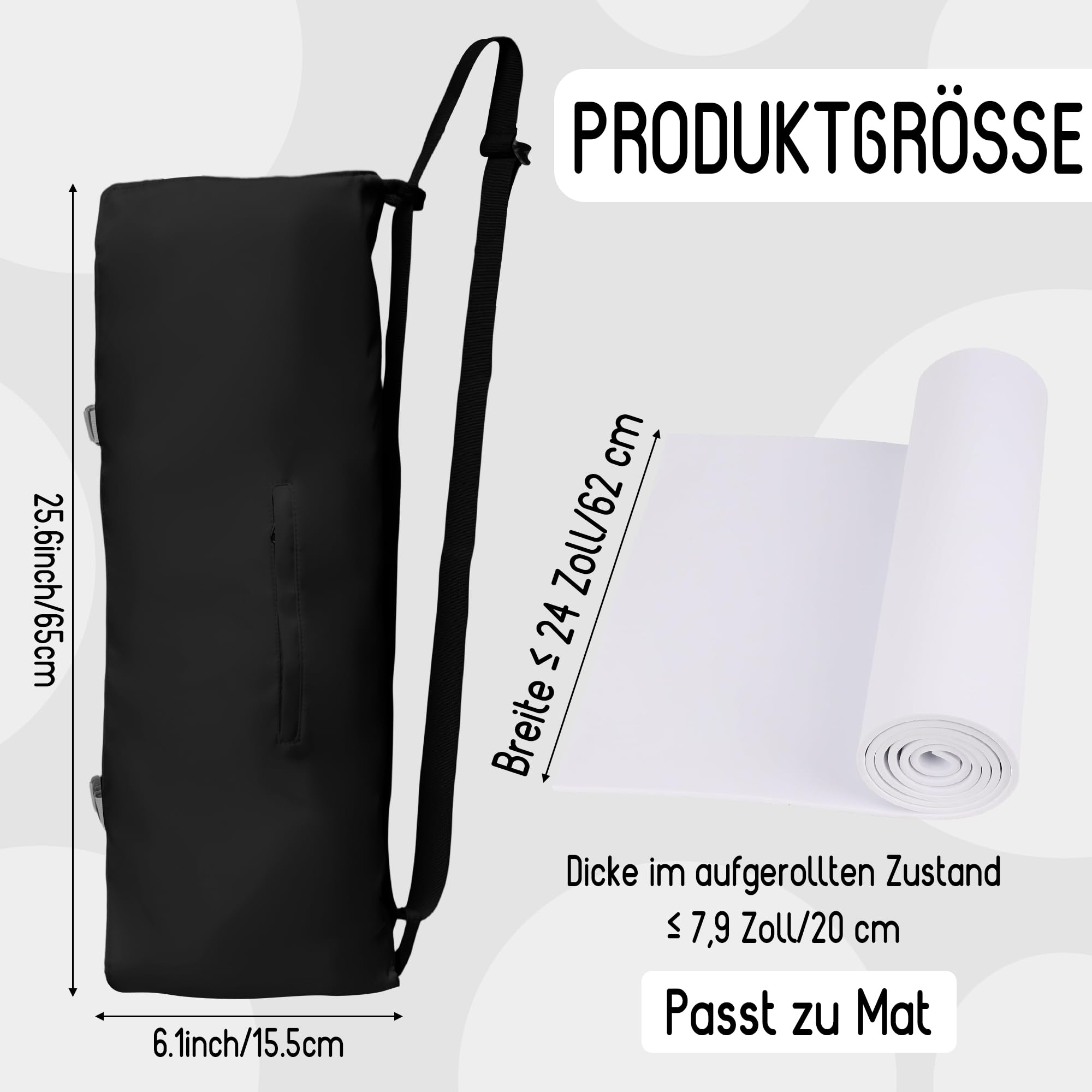 Wasserdichte Yogatasche für Damen mit Nassfach Flaschenhalter Durchgehendem Verstellbarer Schultergurt, Robuste Geräumige Tragetasche Taschen für Pilate Sport Gymnastik Yogamatte