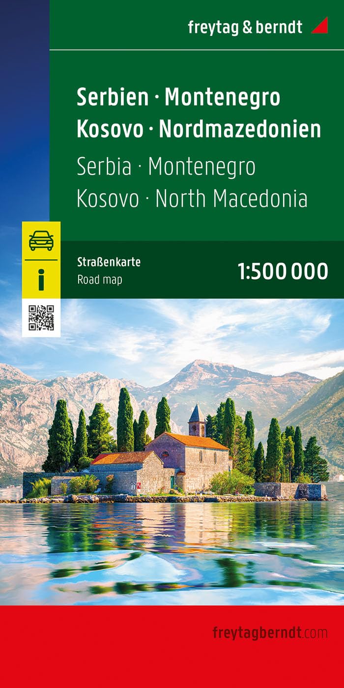 Serbia - Montenegro - North Macedonia Road Map: 1:500,000 scale