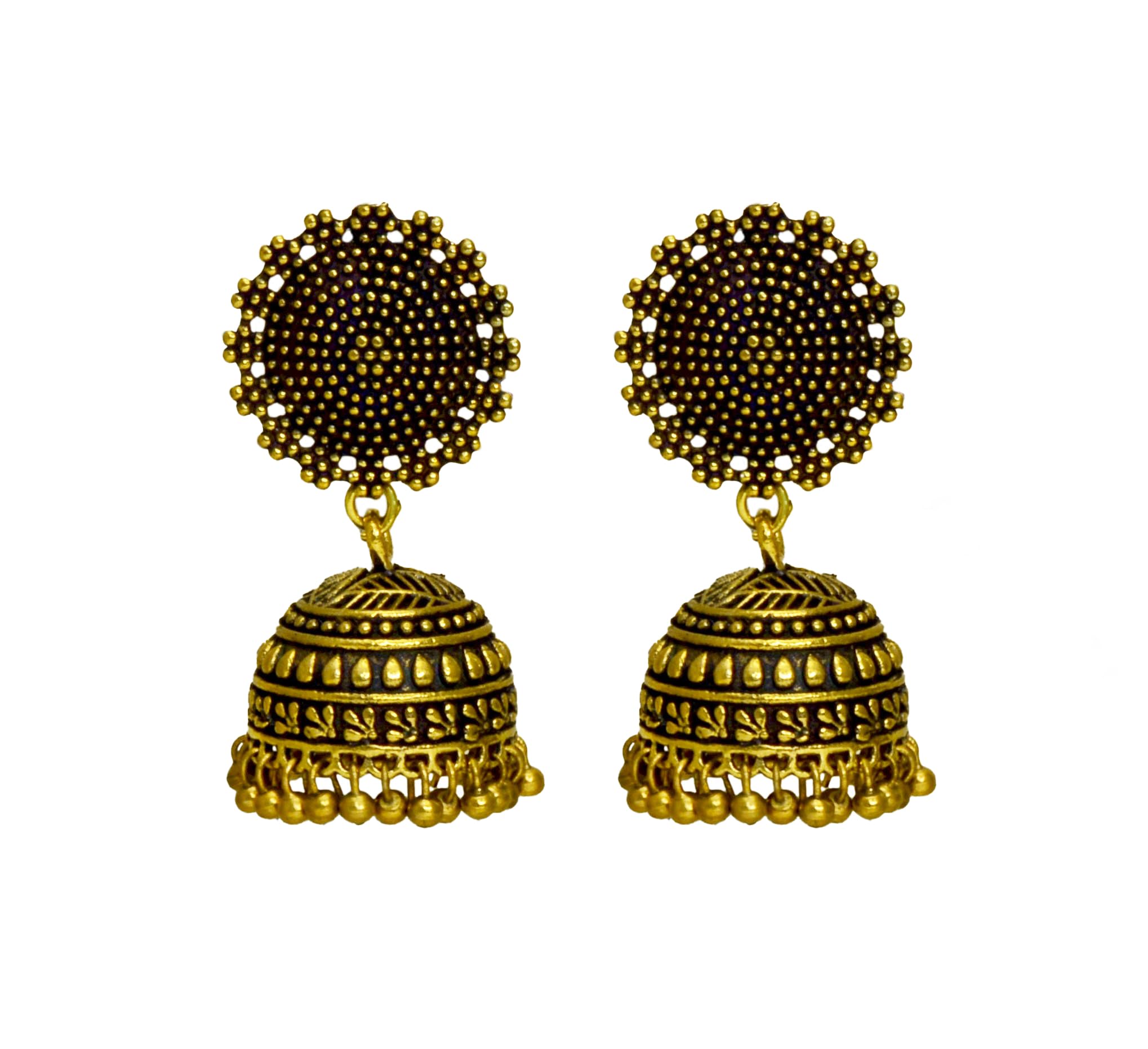 Jewelopia Oxidised Earring Black Metal Silver Jhumka Earrings for Women & Girls (Gold) (B0D8462YG9) Amazon Price History, Amazon Price Tracker