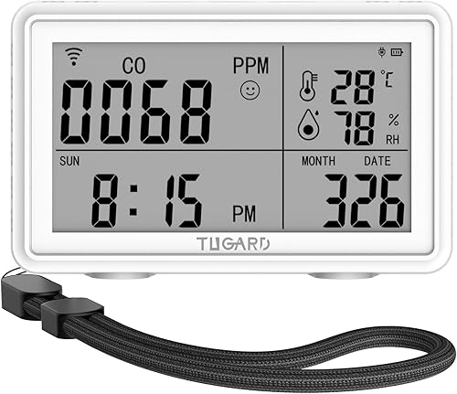 Tuya WiFi portátil de monóxido de carbono, temperatura y humedad, termómetro digital inalámbrico para interiores, monitor de temperatura y humedad,