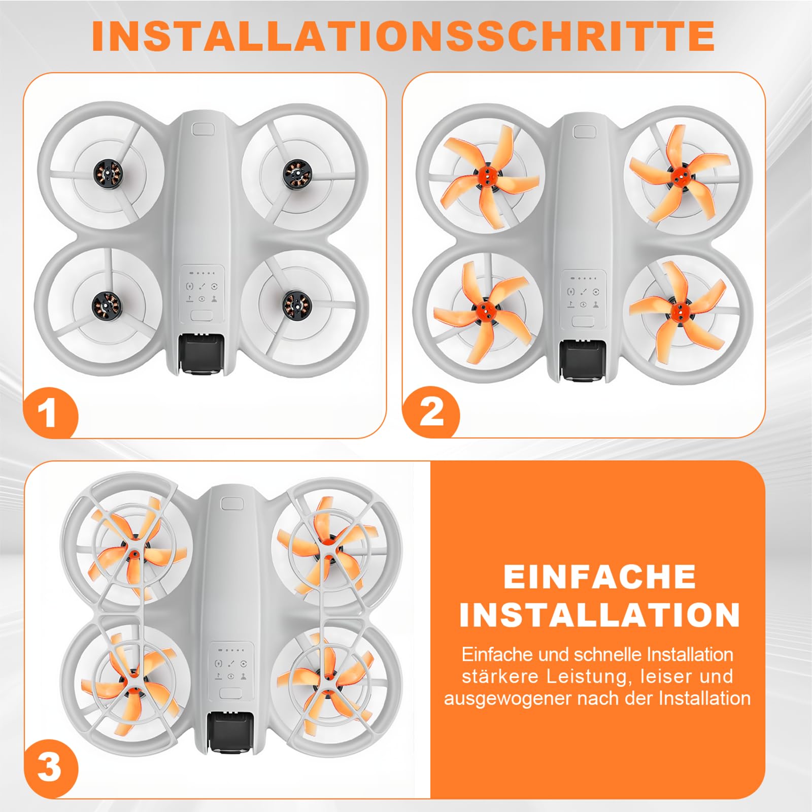 2 Paar Geräuscharme Propeller Für DJI NEO - Orange Ersatzflügel Inkl. Zubehör