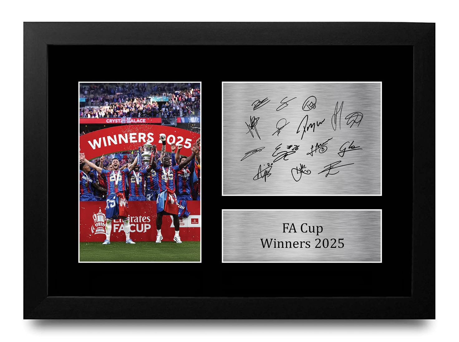 HWC Trading Crystal Palace FA Cup Winners 2025 Gifts Printed Signed Autograph Picture for Football Fans and Supporters - A4 Framed