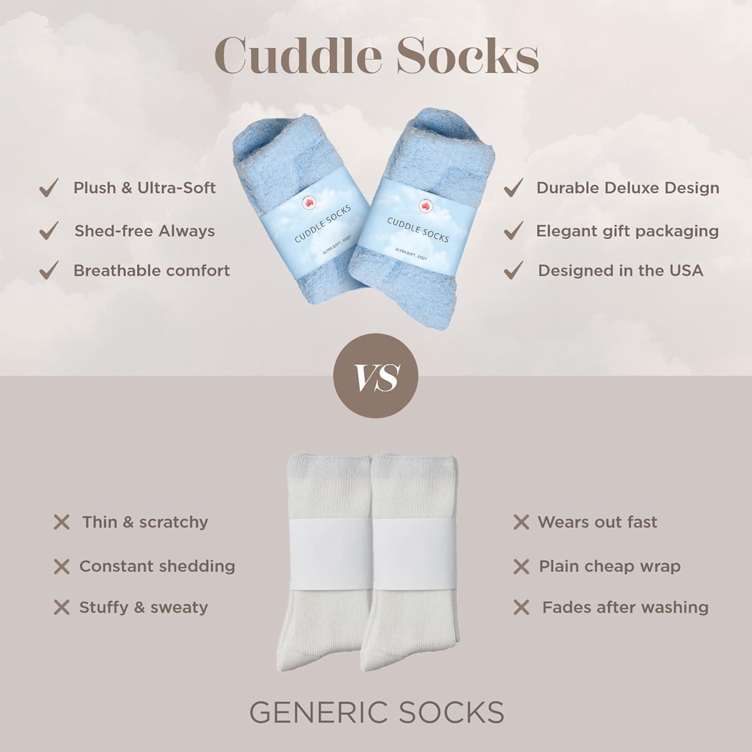 Fuzzy Socks for Women & Men - Cozy Cloud Socks for Sleeping, Gifts, Spa, Travel, Stress Relief, Lounge Wear
