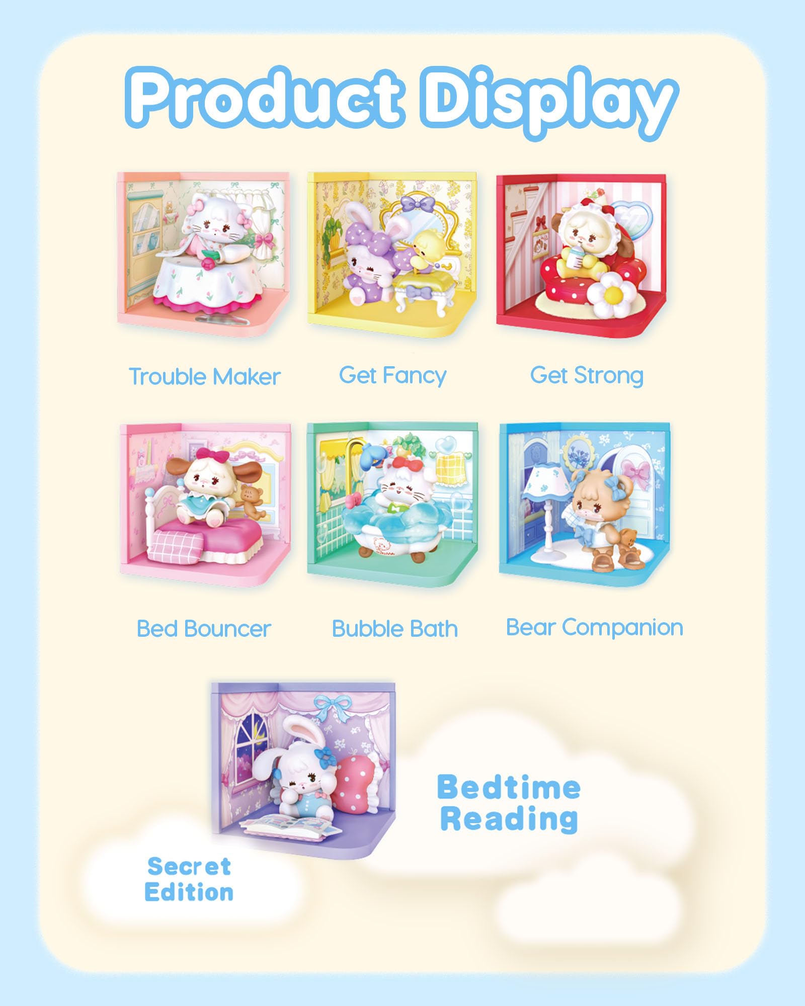 Rolife Blind Box Mikko Babies' Little World Serie, Blind Box Figuren im baubaren Räumen, Aesthetic Zimmer Deko, Überraschungsgeschenk Geburtstag Weihnachten für Teenager Mädchen & Frauen (Einzelbox)