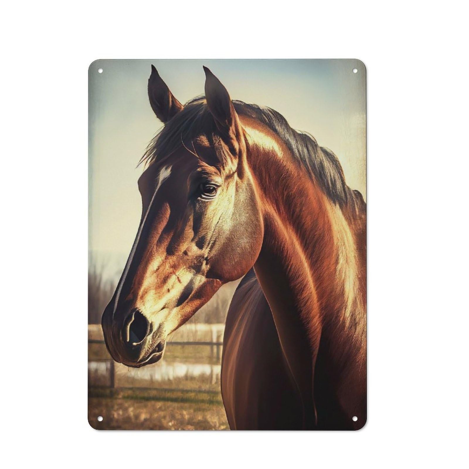 Tin Sign with Horse Image Design 40x30cm, Garage Style Garage Wall Decor for Garage, Hobby Room, Office Or Man Cave