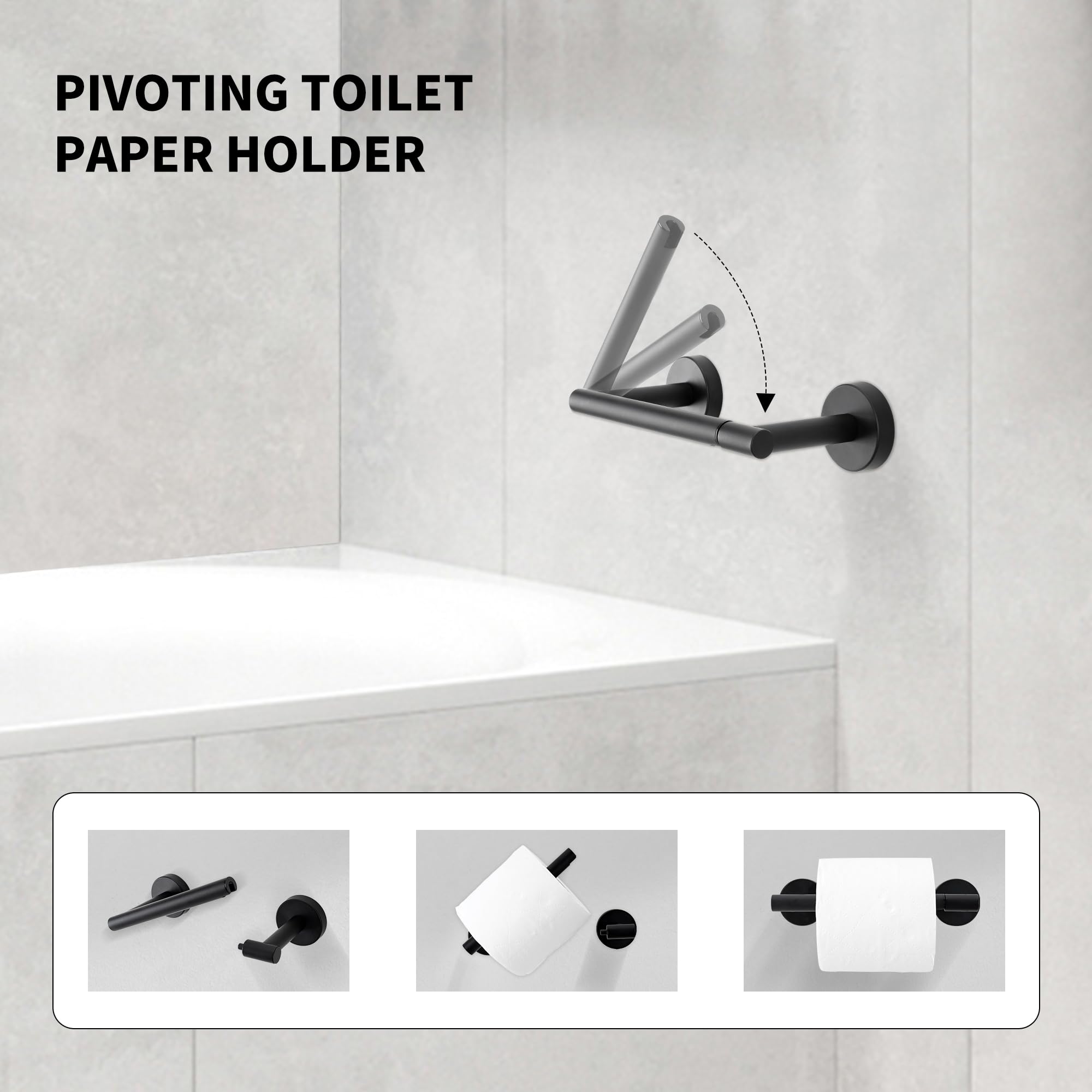 Matte Black Toilet Paper Holder,Black Toilet Paper Holder Wall Mount for SUS 304 Stainless Steel - Image 2