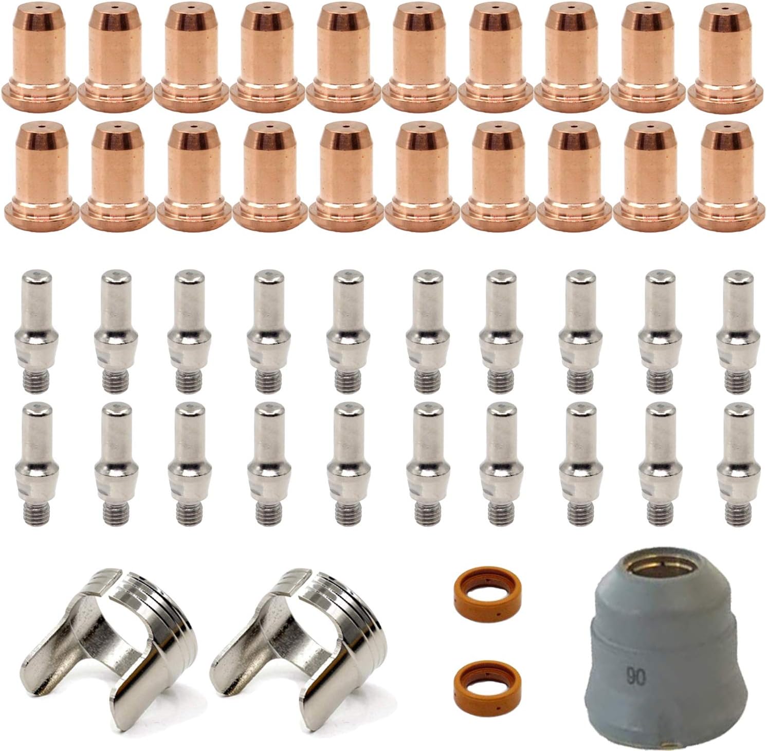 45pcs IPT-60 PT-60 IPT-40 PT40 Plasma Cutting Torch Tip Electrode Shield Cap Stand Off