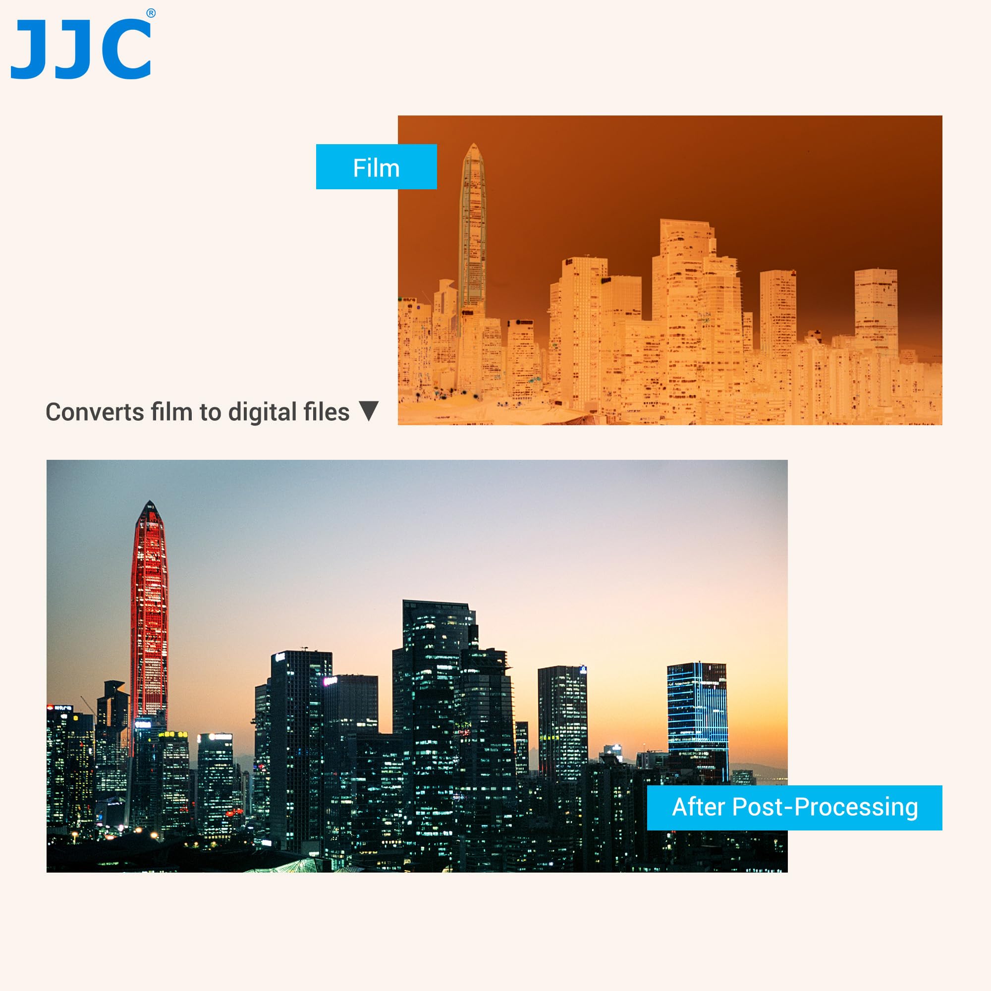 JJC Scanner de diapositives et de films avec adaptateur d'objectif DSLR pour copie négative, support coulissant et support de bande de film pour Nikon ES-2