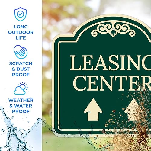 Miniatura 6 de Leasing Center with Upward Arrows Décor Sign, Green Dark, 24x24 Inches, ACM, Fade Resistant, Made in USA by Sigo Signs