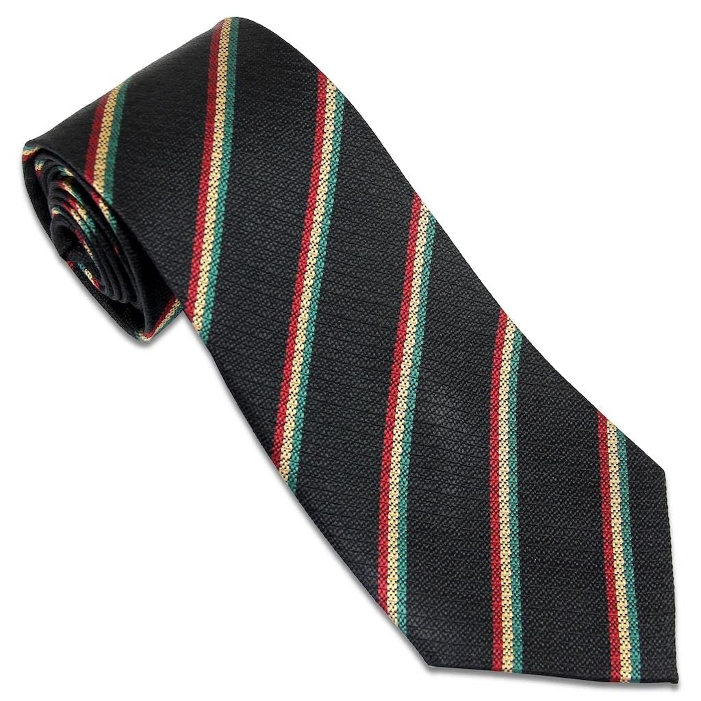 The Regimental Shop Men's Black/Red/Buff/Green Mercian Regit Silk Non Crease Regital Tie (Town Colours)