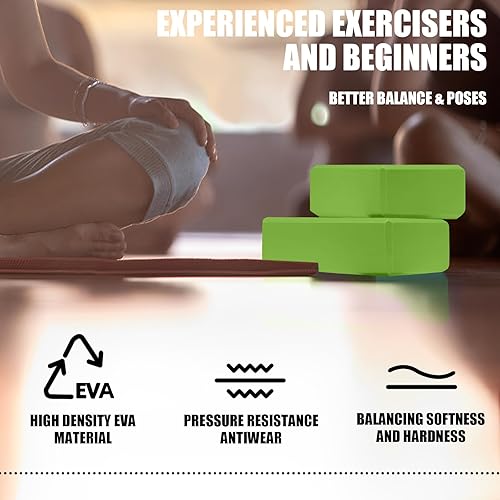 Miniatura 5 de 2 Pcs Yoga Blocks, 9"x6"x3" Foam Blocks Yoga Props for Pilates Stretching and Meditation Exercise Blocks Lightweight Yoga Essentials