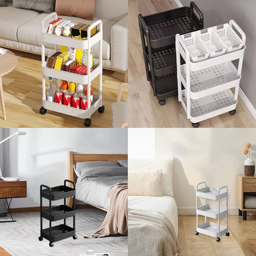 多層収納キャビネット 3層ホイール付きトロリーラック 多層収納キャビネット 3層ホイール付きトロリーラック