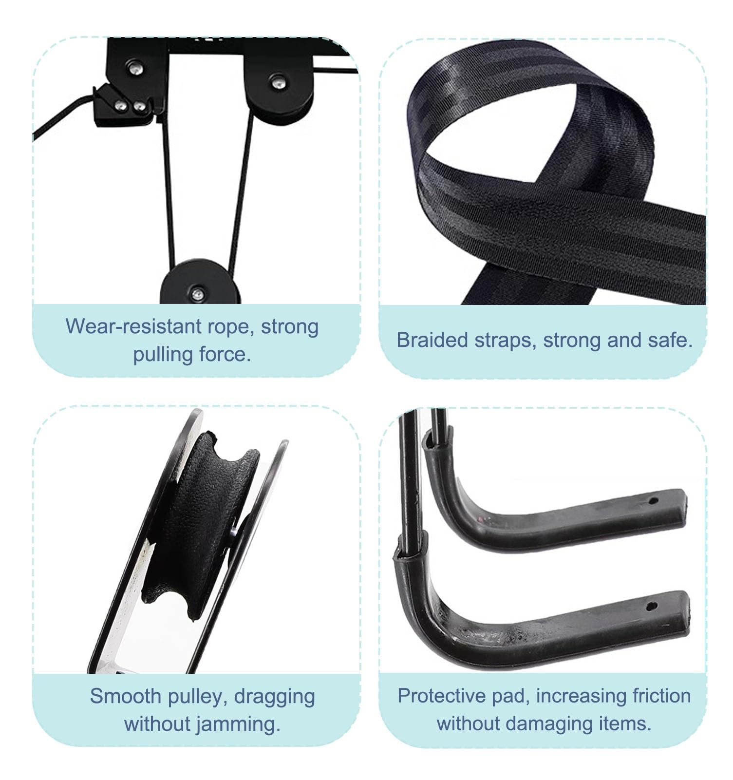 Estante de almacenamiento para kayak, sistema de polea de techo para un almacenamiento eficiente, elevador que ahorra espacio para kayaks, canoas, bicicletas y escaleras, ideal para organización de
