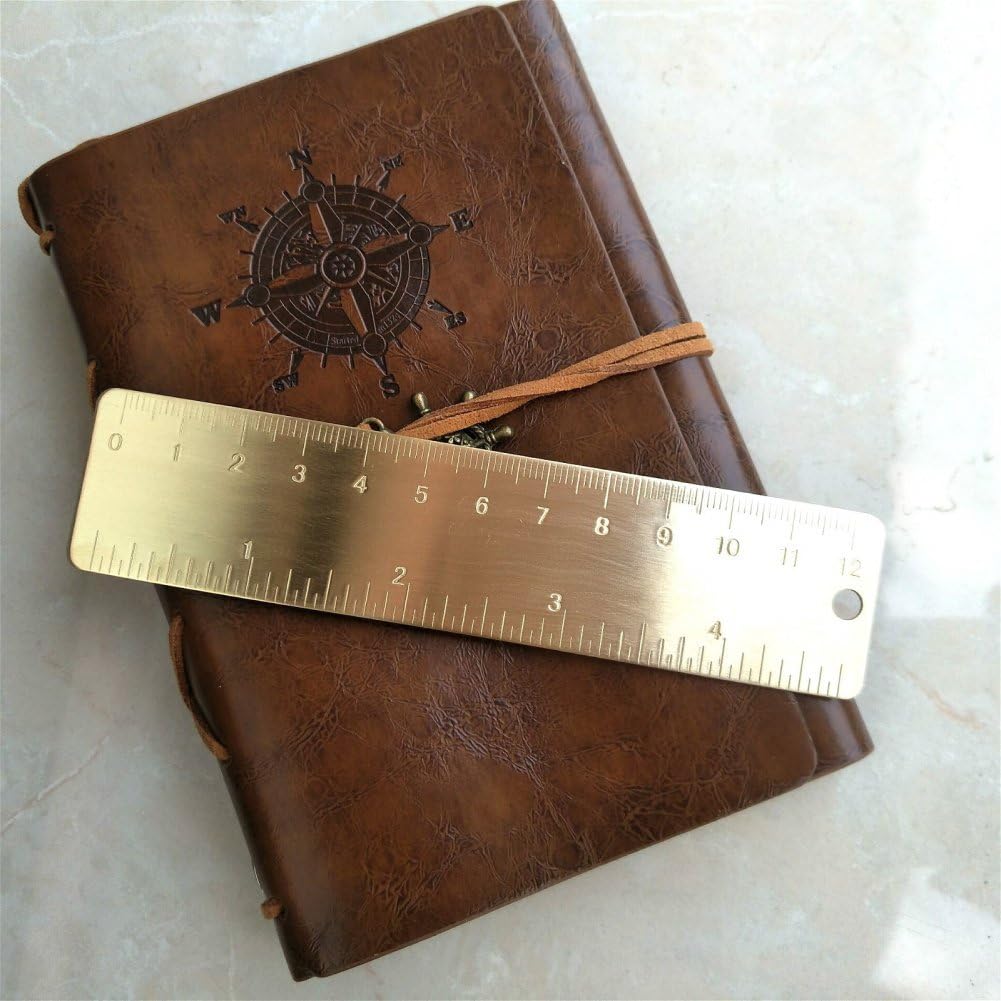 Mini Retro Pure Brass Bookmark Ruler Inch Cm Dual Scales Portable EDC Tool