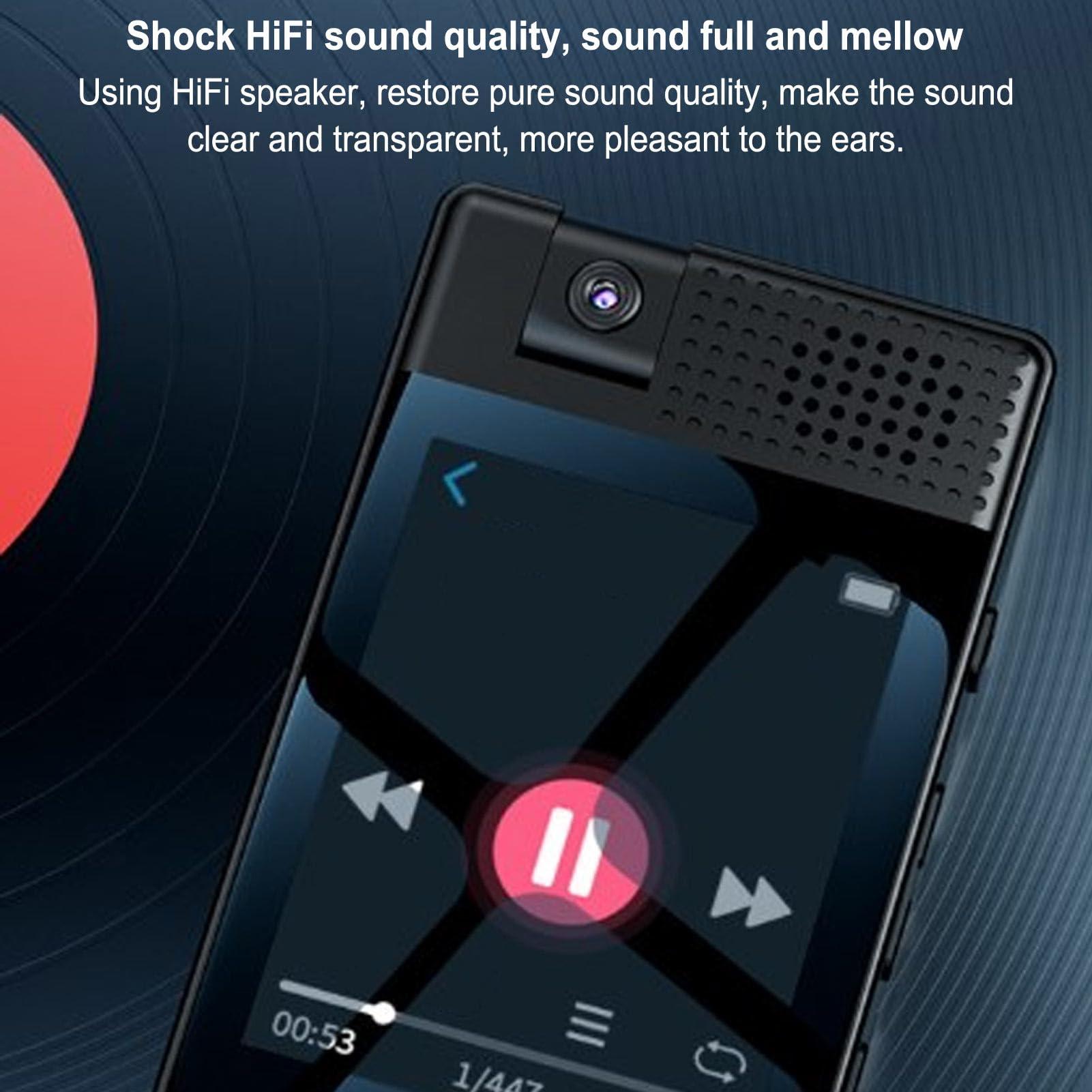 Reproductor MP4 Portátil Reproductor de Música de Alta Definición de 2,5 Pulgadas con Sonido HiFi para Amantes de la Música Aleación de Aluminio Negro