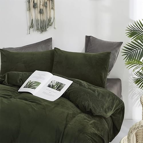 Miniatura 2 de Houseri Juego de edredón con volantes de color verde salvia, tamaño Queen, bohemio, color verde claro, color verde menta polvoriento, edredón de