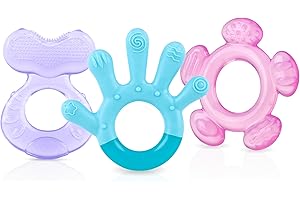 Nuby 3 Step Soothing Teether for 3 to 6 Month Old Babies (Pink/Purple)