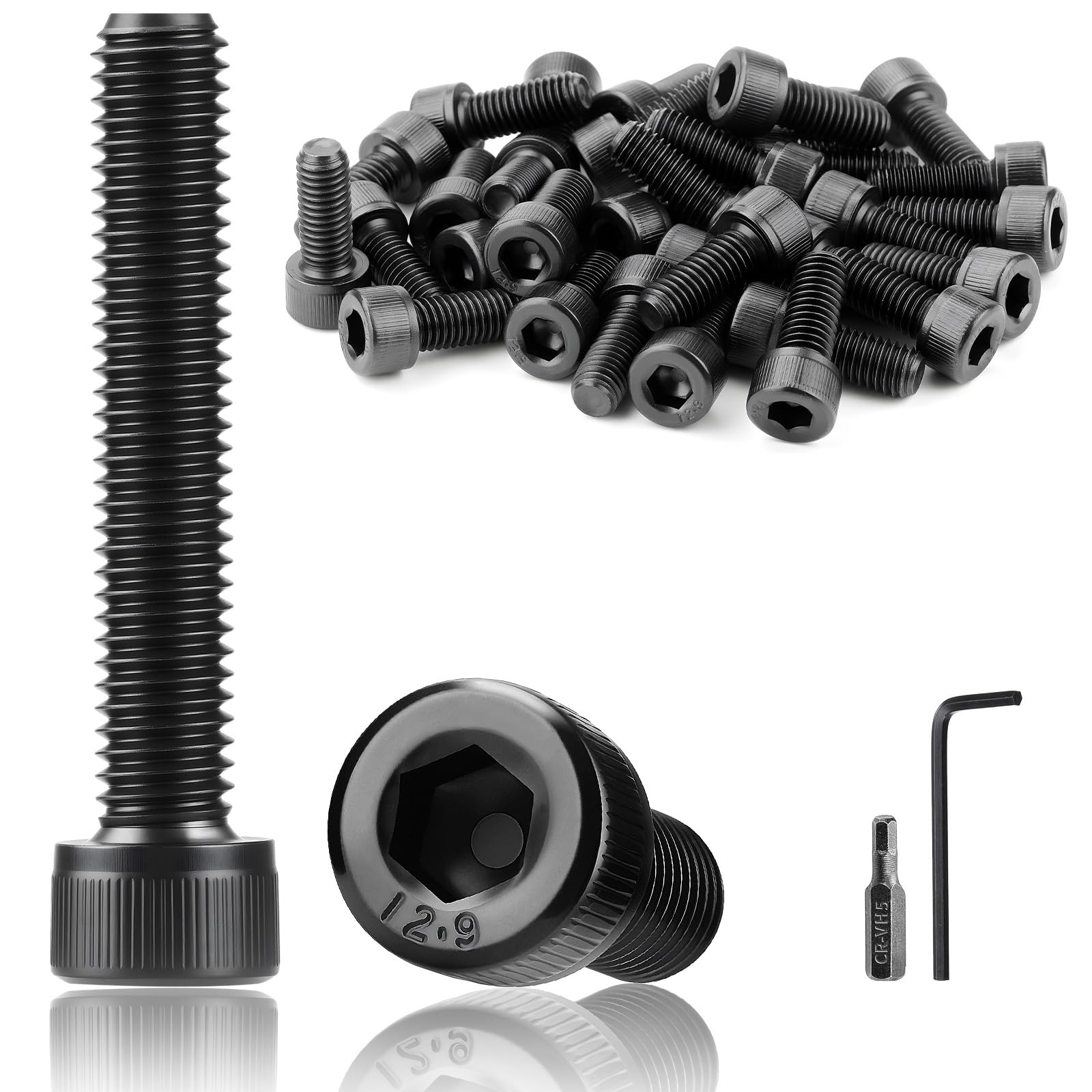 TXXATX 25 Pcs Hex Socket Head Cap Screws Bolts M6x60 mm Cylinder Socket Screws DIN 912 Black Carbon Steel Allen Socket Drive Bolts Full Threads for Furniture Repair — image 1