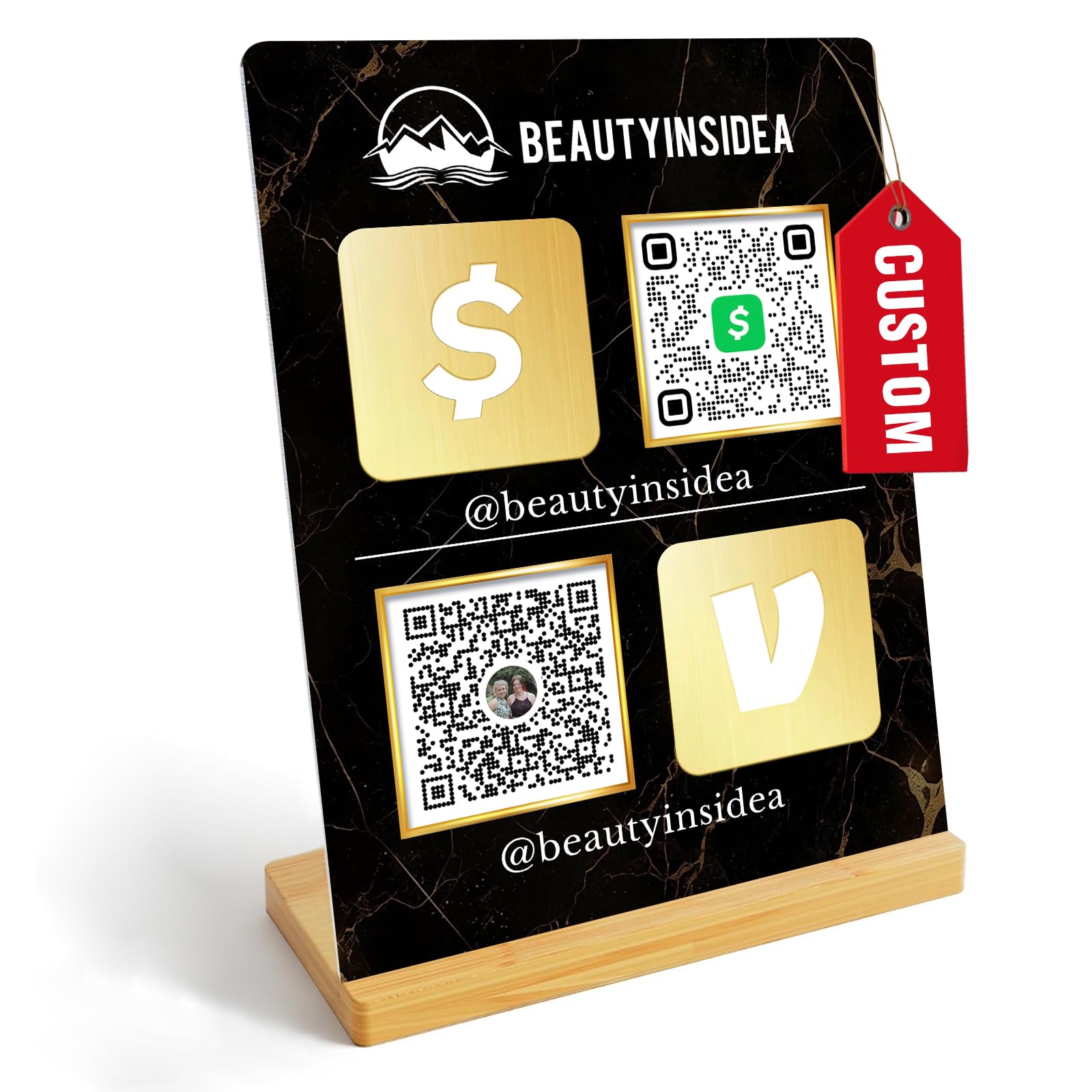 Personalized Custom Metal QR Code Sign Venmo Cashapp Scan to Pay with Stand Instagram Facebook Social Media QR Signs Bar Code QR Plaque Print for