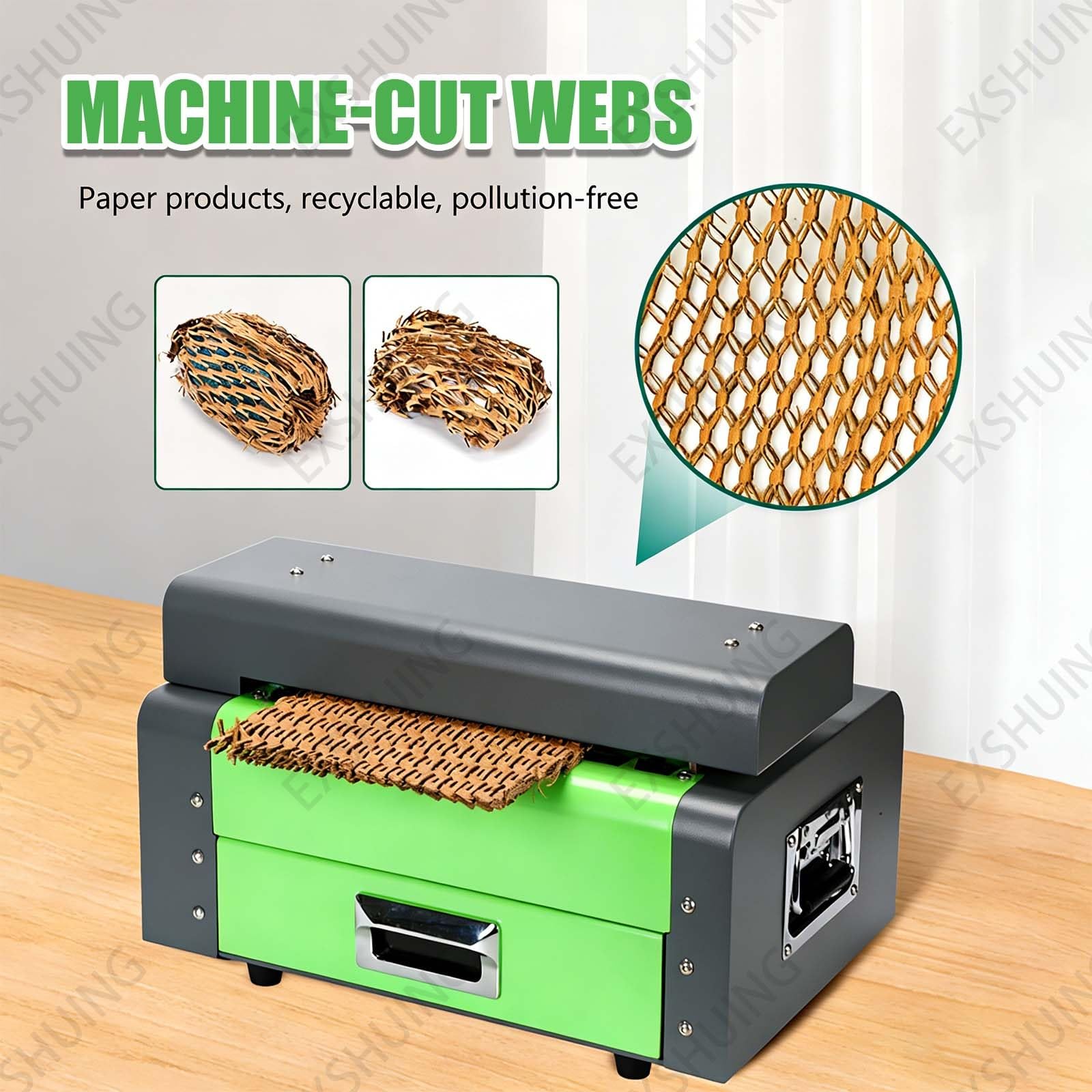 Rozdrabniacz Wkładów Kraft, Maszyna Do Cięcia Kartonu, Silnik 200w, Pojemność 6mm/0.24", Prędkość 3-m/Min, Przerabia Stary Karton Na Amortyzację Do Przeprowadzek I Magazynowania
