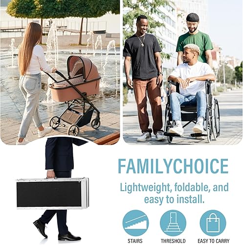 Miniatura 3 de MOTORHOT Rampas portátiles para sillas de ruedas de 6 pies de largo, rampas de umbral de aluminio de 3 pliegues para silla de ruedas, scooter para