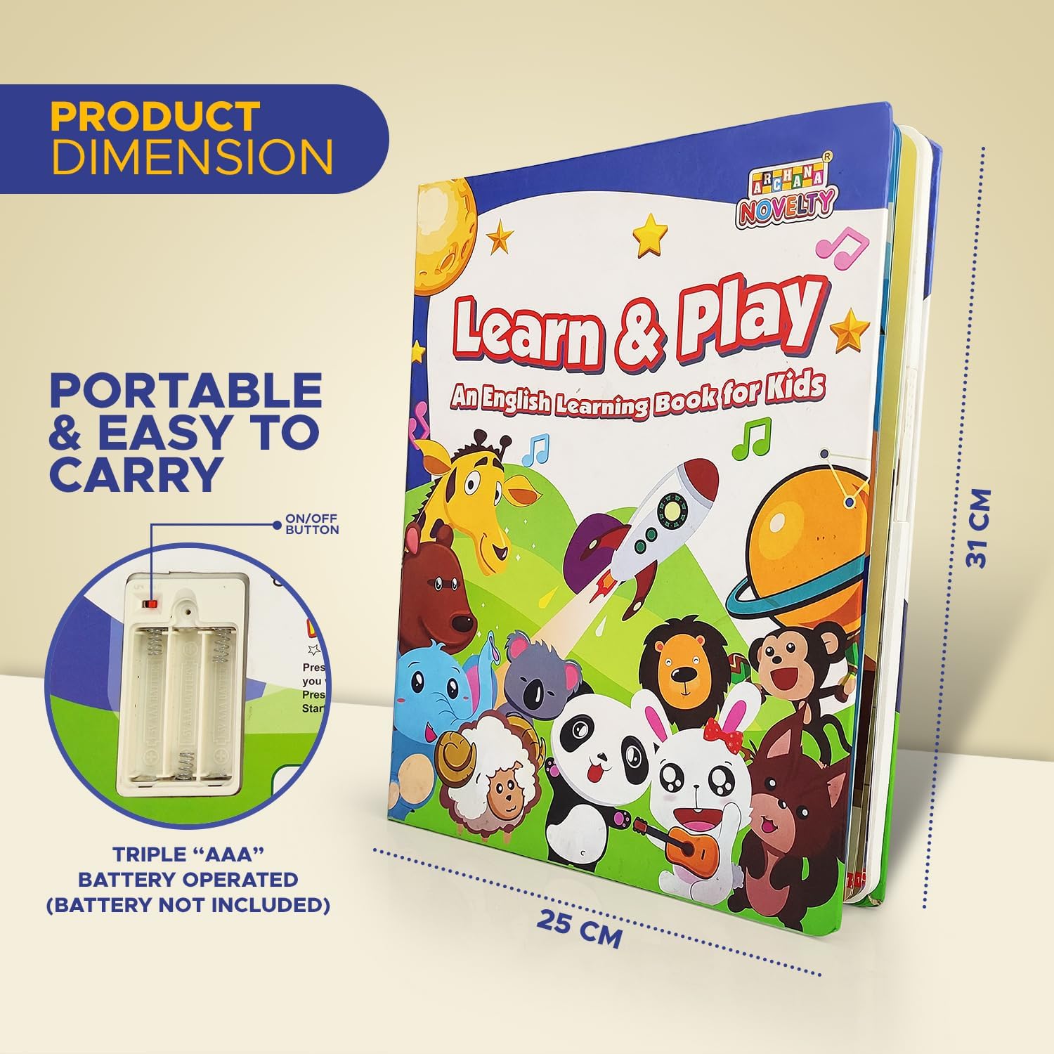 Parv International HUF Interactive Sound Learning Book for Kids – Learn & Play English Educational Book with Music, Animals, Alphabet & Fun Activities Early Childhood Development 1