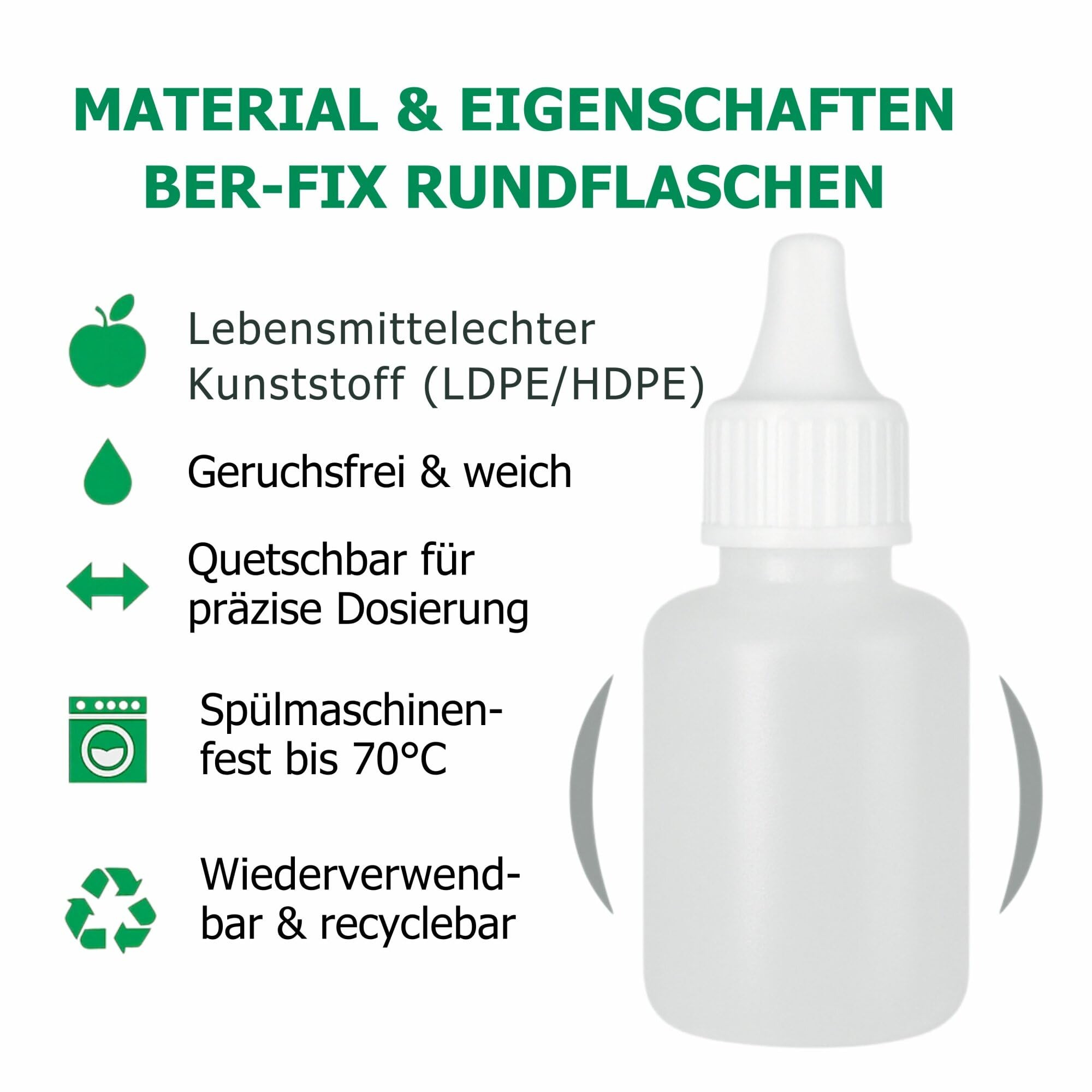 Ber-Fix Leerflaschen 10ml für Sekundenkleber (100 Stück) | Leere Dosierflaschen zum Umfüllen und sauberen Dosieren von Sekundenkleber; kein Klebstoff enthalten.