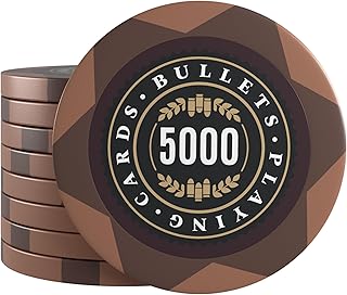 Bullets Playing Cards, 25x Clay Pokerchips Adriana für Pokerset, Verschiedene Werte, 4cm Durchmesser, Gewicht 14g (5000er)