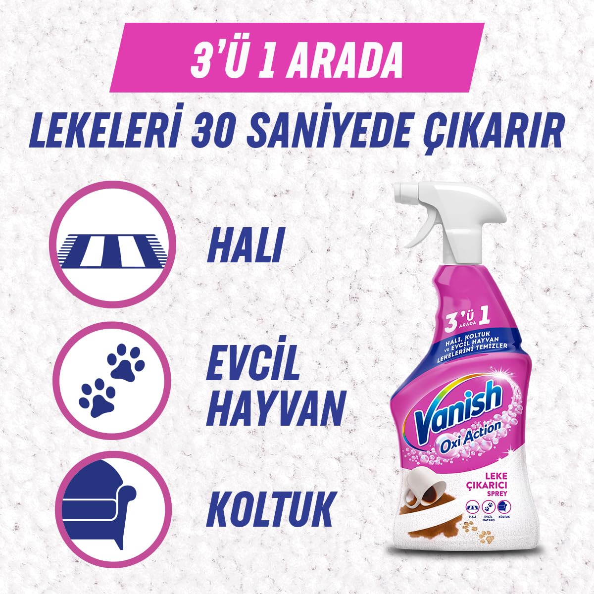Vanish Kosla Pet Koku Giderici Leke Çıkarıcı Sprey (1 x 500 ml)