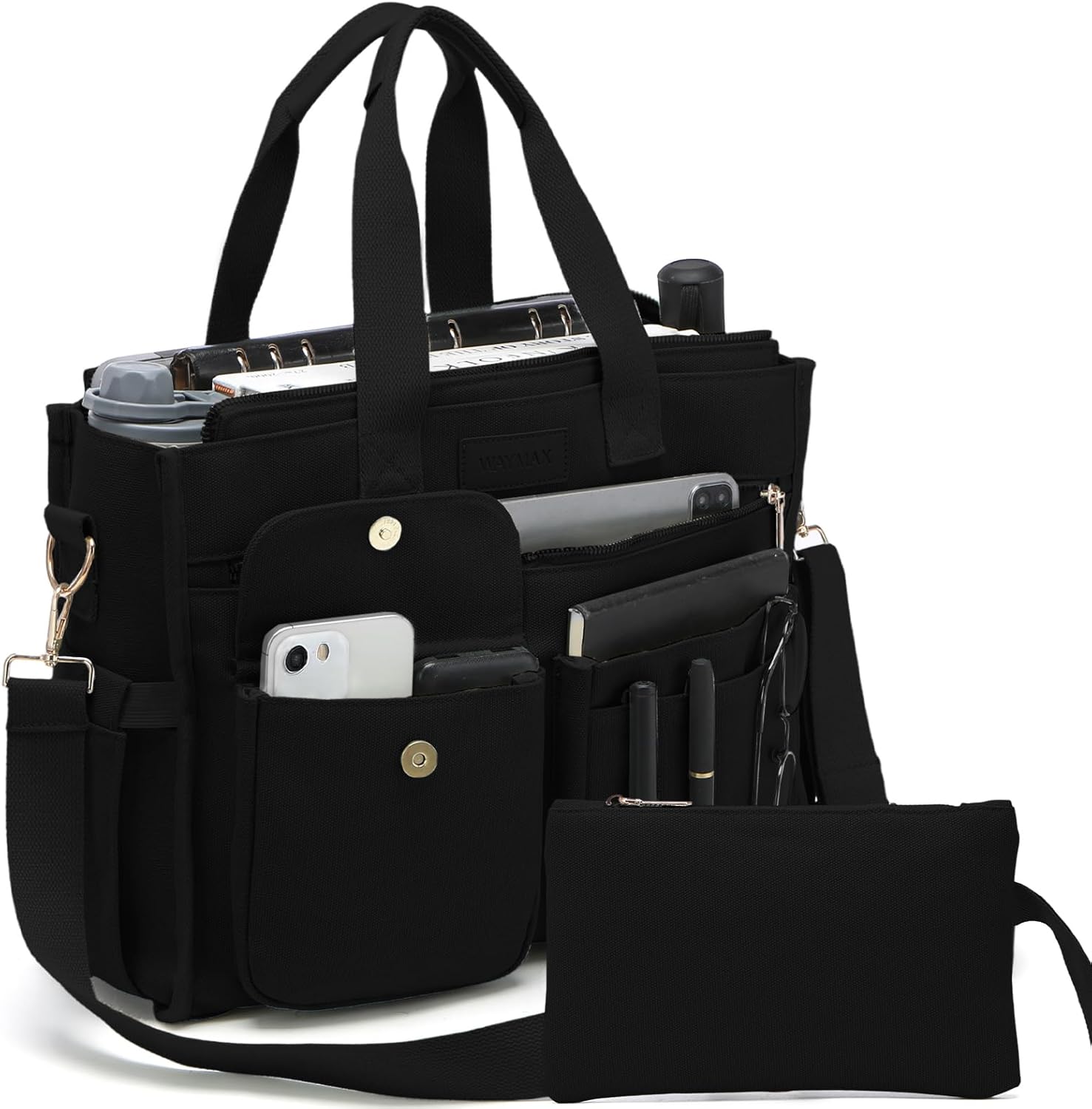 Large Canvas Tote Bag Set for Women, Work Teacher College Travel Shoulder Handbags, Crossbody Laptop Purse