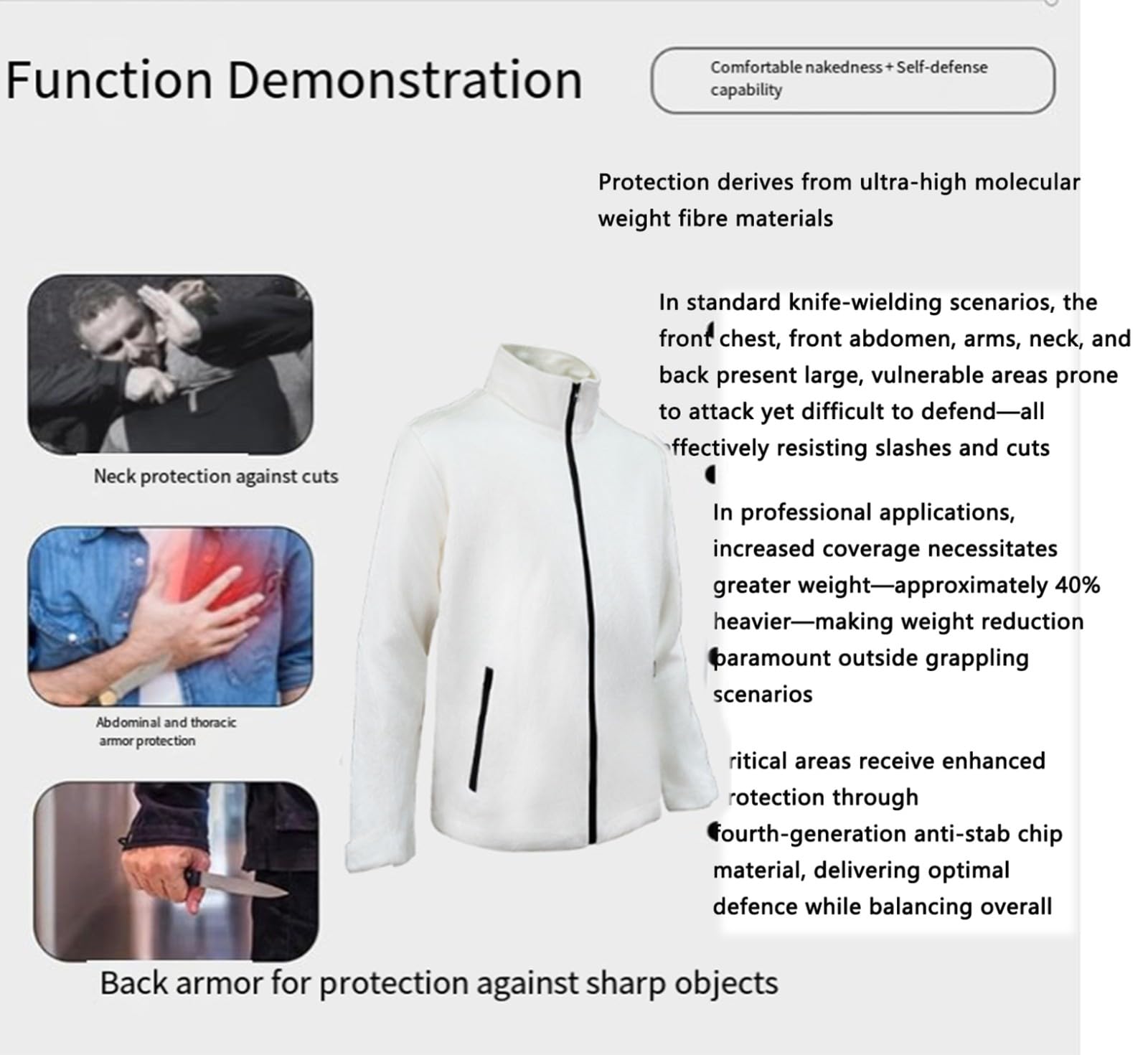 BLUEZY Chaleco Anticorte Camiseta A Prueba De Puñaladas, Chaleco Antipuñaladas Chaqueta Táctica, Chalecos De Seguridad, Resistentes Puñaladas Ligero para Protección De Seguridad Personal S