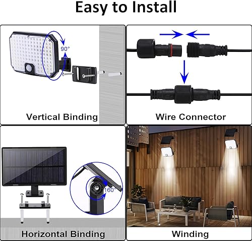Miniatura 6 de Luces solares de inundación para exteriores, sensor de movimiento, diseño dividido, 3 modos de brillo que iluminan tu jardín con iluminación potente