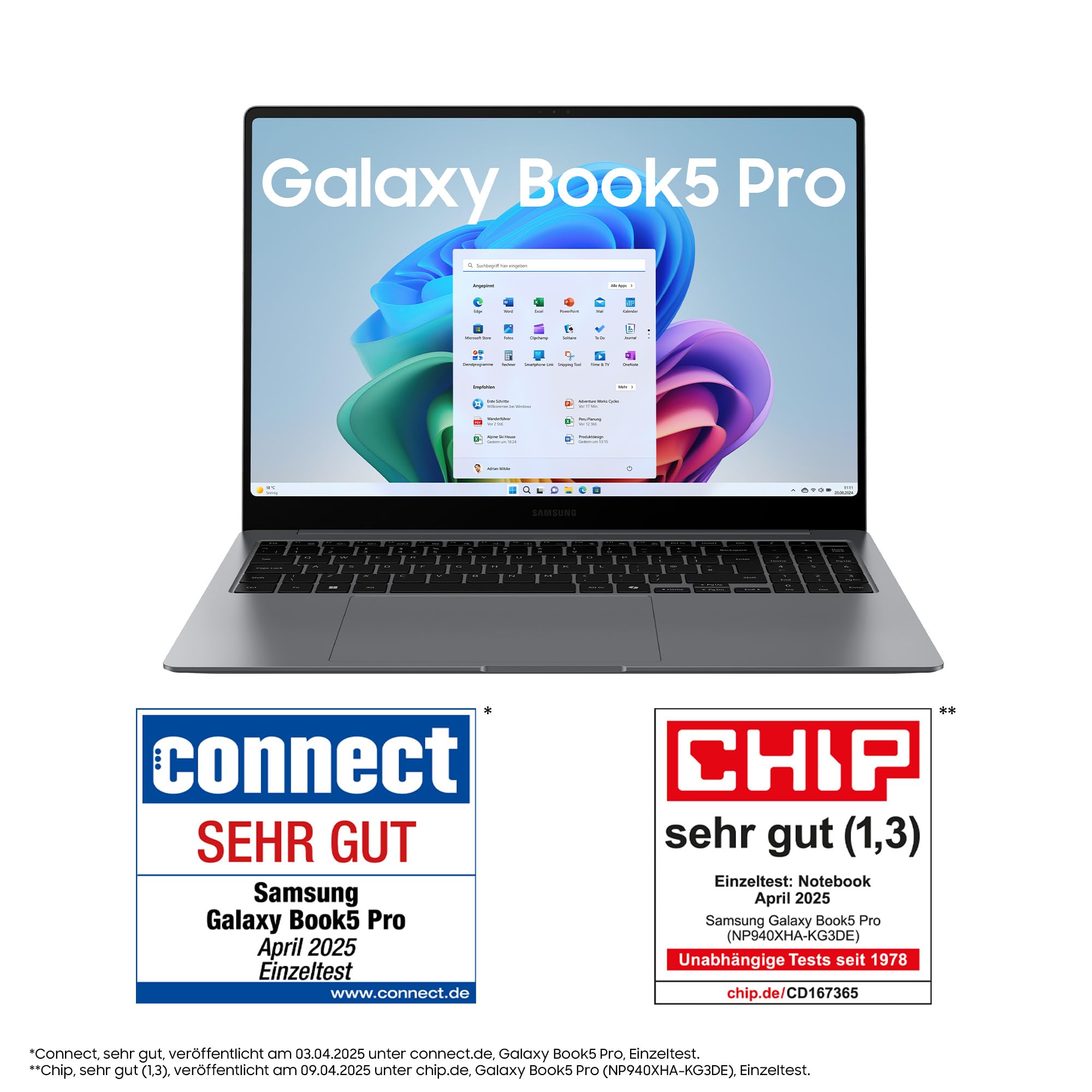 Samsung Galaxy Book5 Pro AI-Laptop, 16-Zoll-Display, AI-Notebook mit Intel Core Ultra 5 Prozessor, 16 GB RAM, 512 GB Speicher, Copilot+ PC, Moonstone Gray, 3 Jahre Herstellergarantie