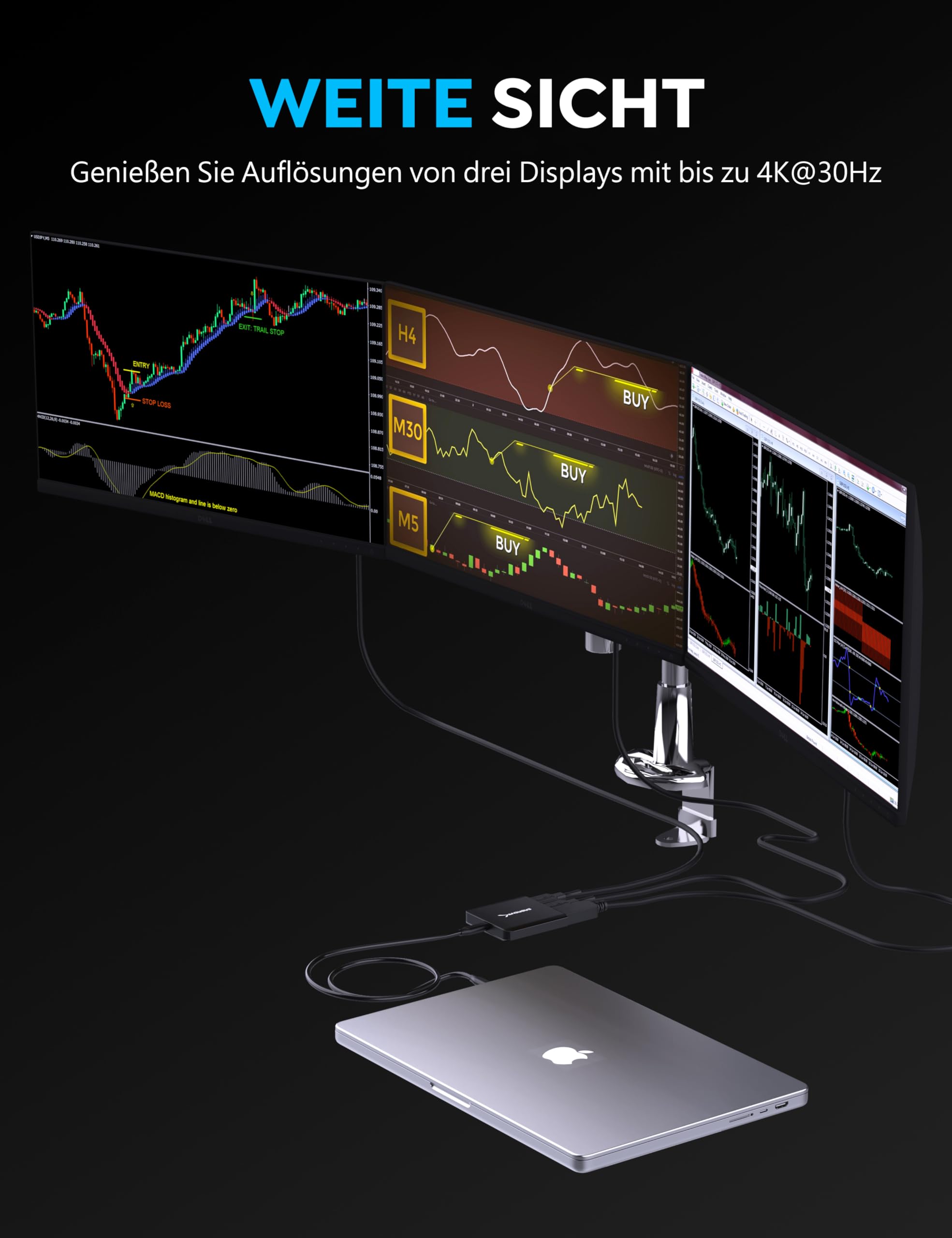 SABRENT USB C auf Dual HDMI Adapter + Displayport Adapter 8K@30Hz 4K@60Hz Externe USB Grafikkarte für Laptop (DA-H2D1)